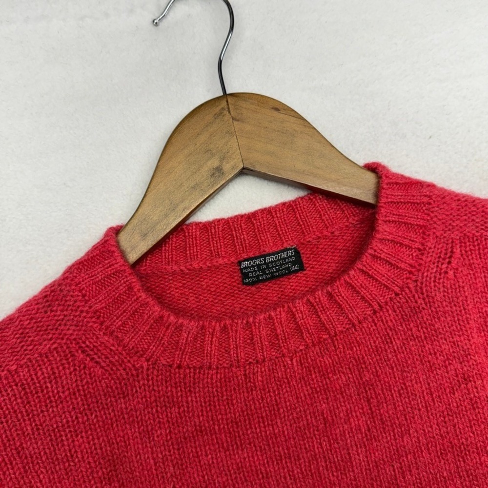 Vintage Brooks Brothers Sweater Mens 44 Large Red Shetland Wool Scotland NEW